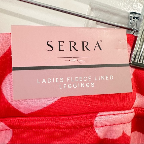 NWT Serra Fleece Lined Leggings XL Red with Pink Hearts - Picture 7 of 8